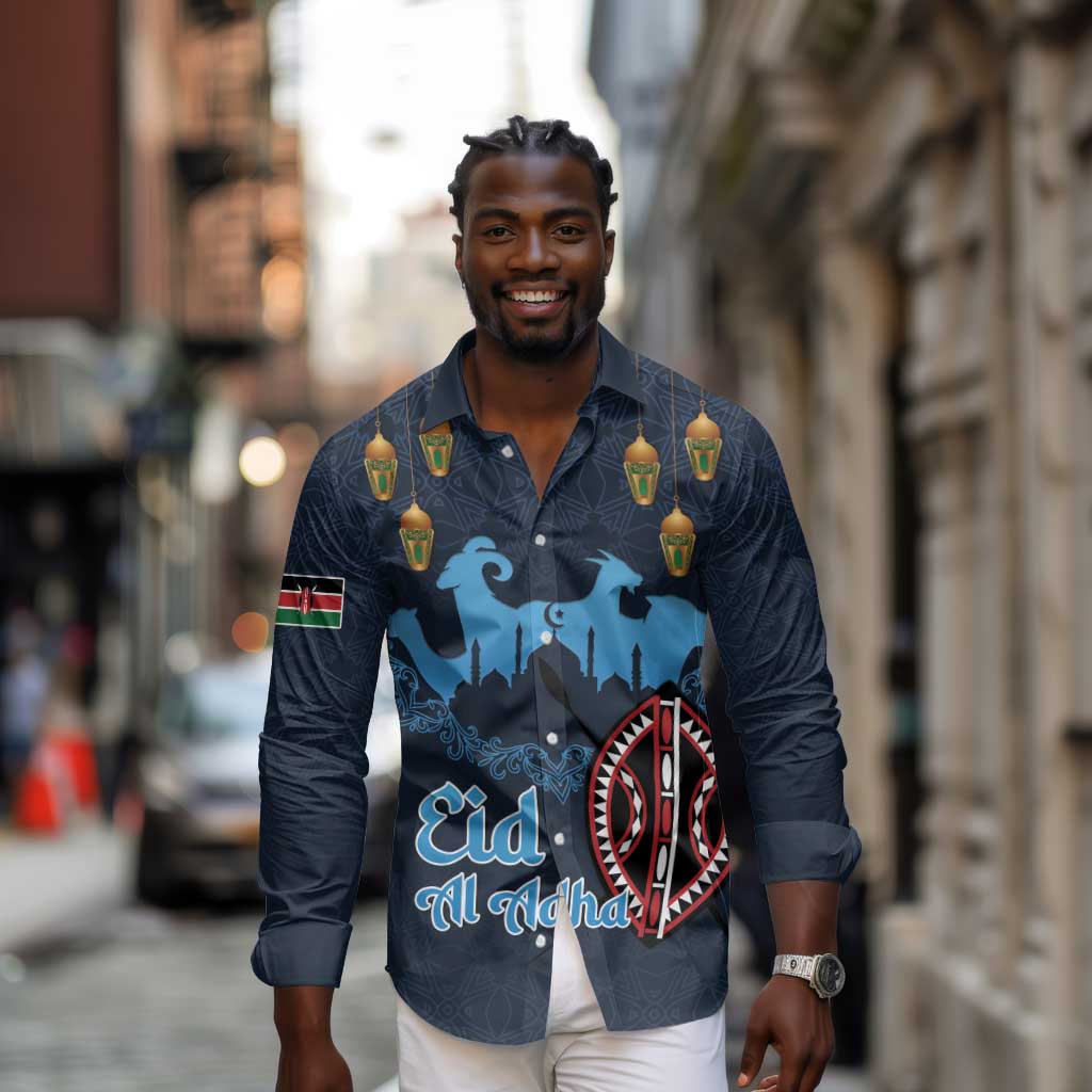 Happy Eid Al-Adha Long Sleeve Button Shirt Kenya Mubarak