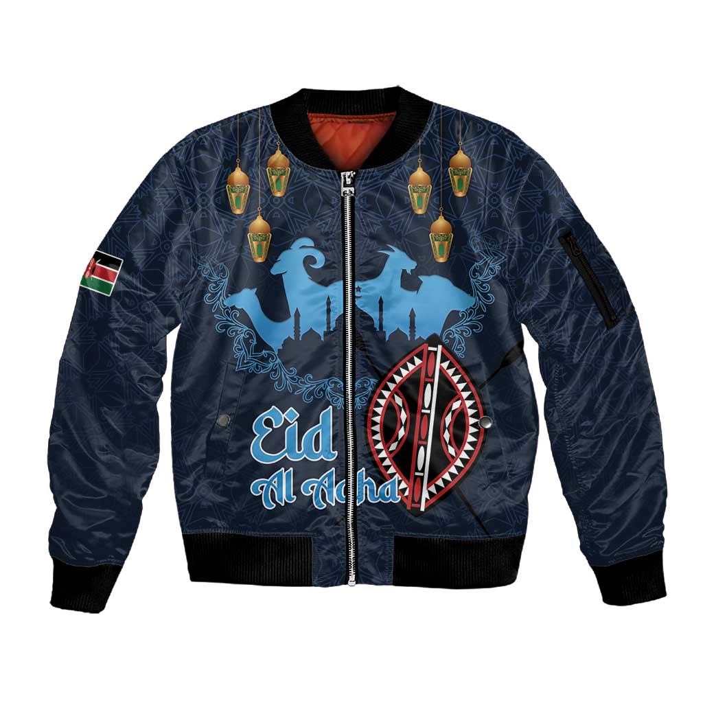 Happy Eid Al-Adha Sleeve Zip Bomber Jacket Kenya Mubarak