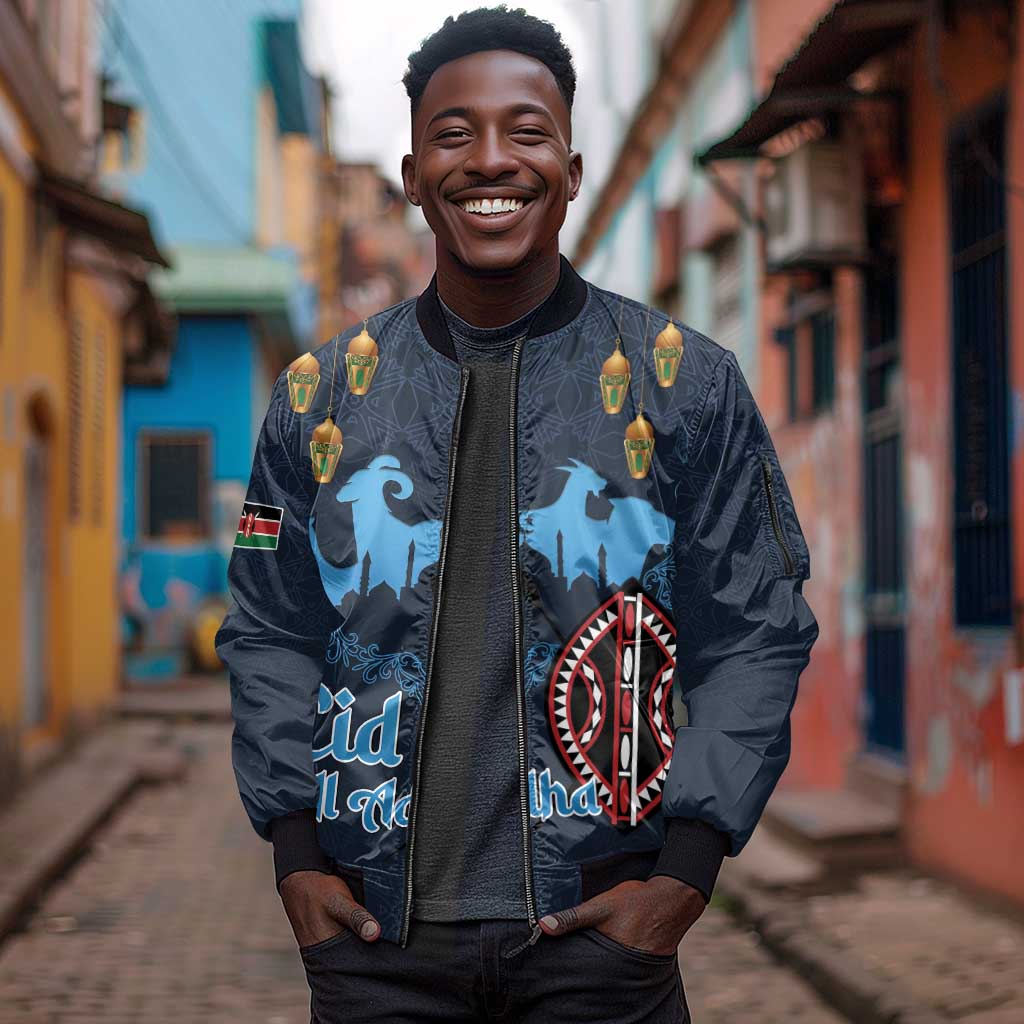 Happy Eid Al-Adha Sleeve Zip Bomber Jacket Kenya Mubarak