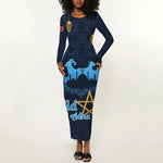 Happy Eid Al-Adha Long Sleeve Bodycon Dress Morocco Mubarak LT15