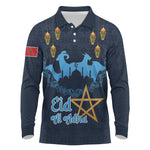 Happy Eid Al-Adha Long Sleeve Polo Shirt Morocco Mubarak