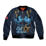 Happy Eid Al-Adha Sleeve Zip Bomber Jacket Morocco Mubarak