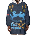 Happy Eid Al-Adha Wearable Blanket Hoodie Morocco Mubarak