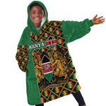 Kenya KId Wearable Blanket Hoodie - Kente Pattern, Coat Of Arms Design