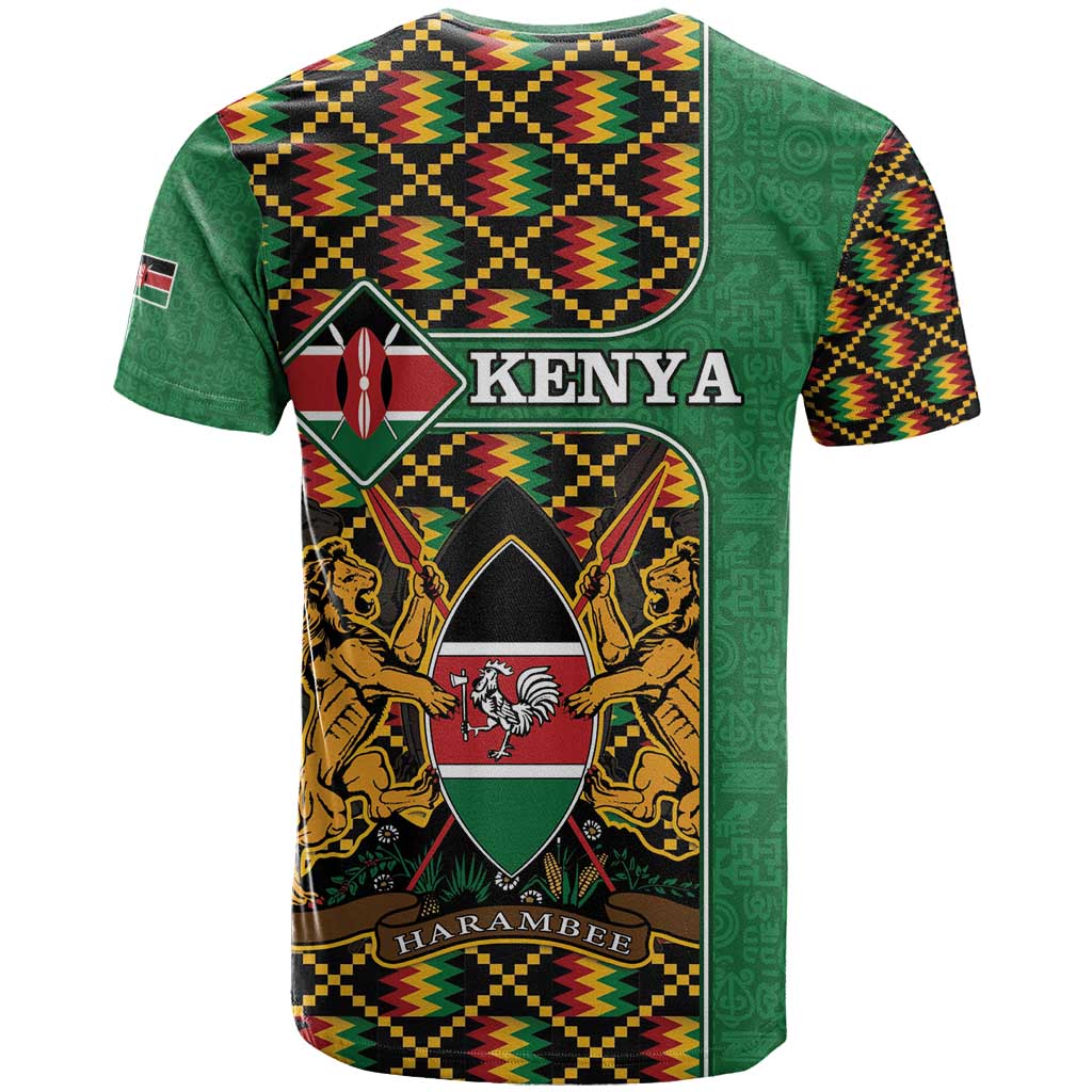 Kenya T shirt - Kente Pattern, Coat Of Arms Design