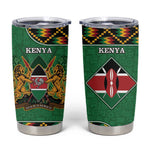 Kenya Tumbler Cup - Kente Pattern, Coat Of Arms Design
