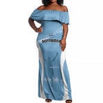 Personalized Botswana Athletics Off Shoulder Maxi Dress Go Champions - African Pride