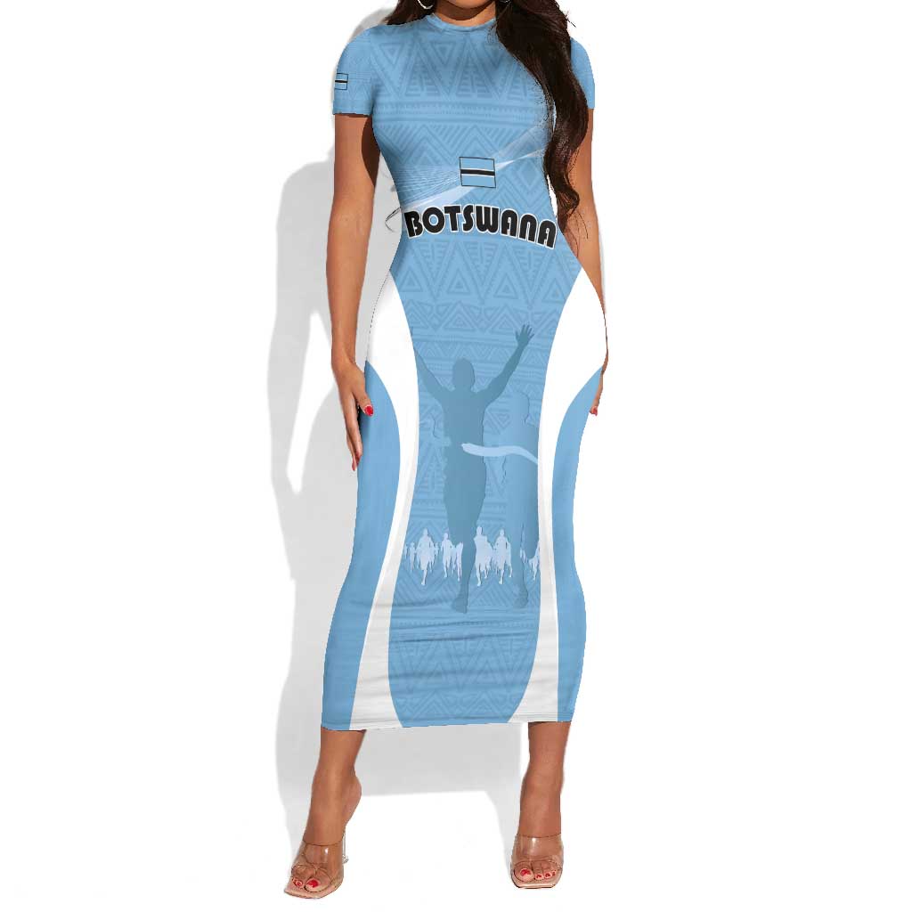 Personalized Botswana Athletics Short Sleeve Bodycon Dress Go Champions by  African Pride