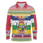 Afro Christmas in Central African Republic Long Sleeve Polo Shirt Merry Christmas - African Pride