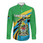 Personalized Tanzania Uhuru Day Long Sleeve Button Shirt Coat Of Arms - Sports Style - African Pride