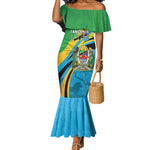 Personalized Tanzania Uhuru Day Mermaid Dress Coat Of Arms - Sports Style - African Pride