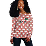 Personalized Kenya Athletics Off Shoulder Sweater White Jersey - African Pride
