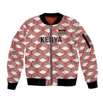 Personalized Kenya Athletics Sleeve Zip Bomber Jacket White Jersey - African Pride