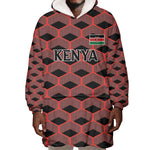 Personalized Kenya Athletics Wearable Blanket Hoodie Black Jersey - African Pride