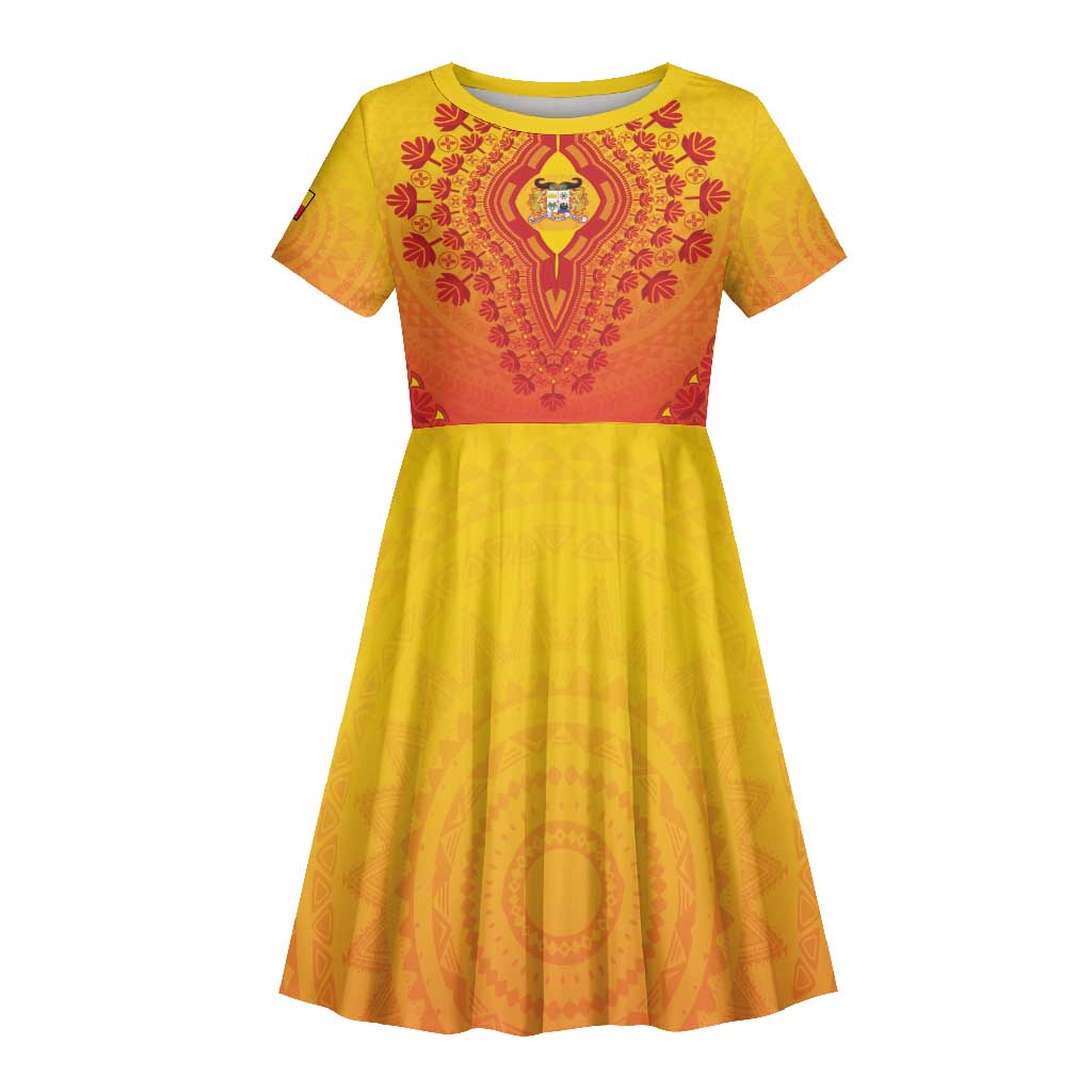 Personalized Afro Benin Kid Short Sleeve Dress African Dashiki Style - African Pride