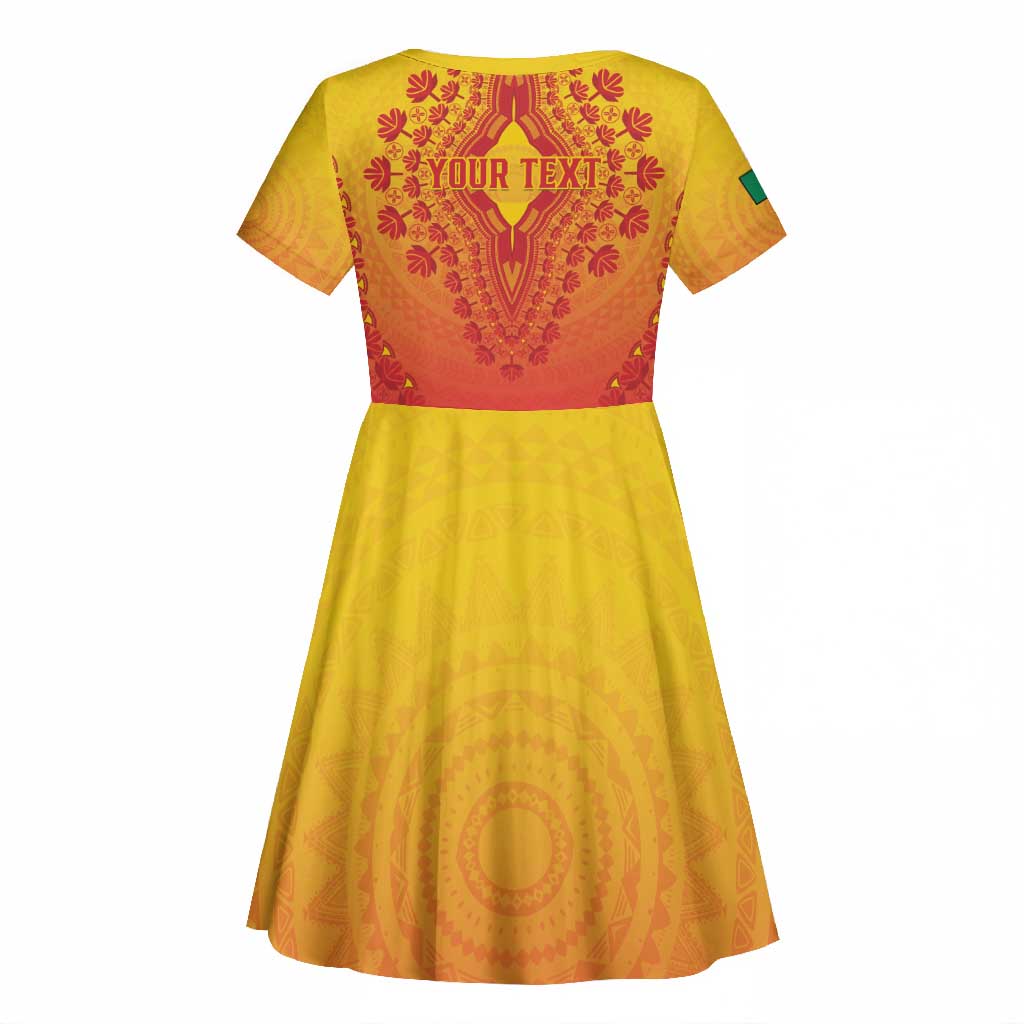 Personalized Afro Benin Kid Short Sleeve Dress African Dashiki Style - African Pride