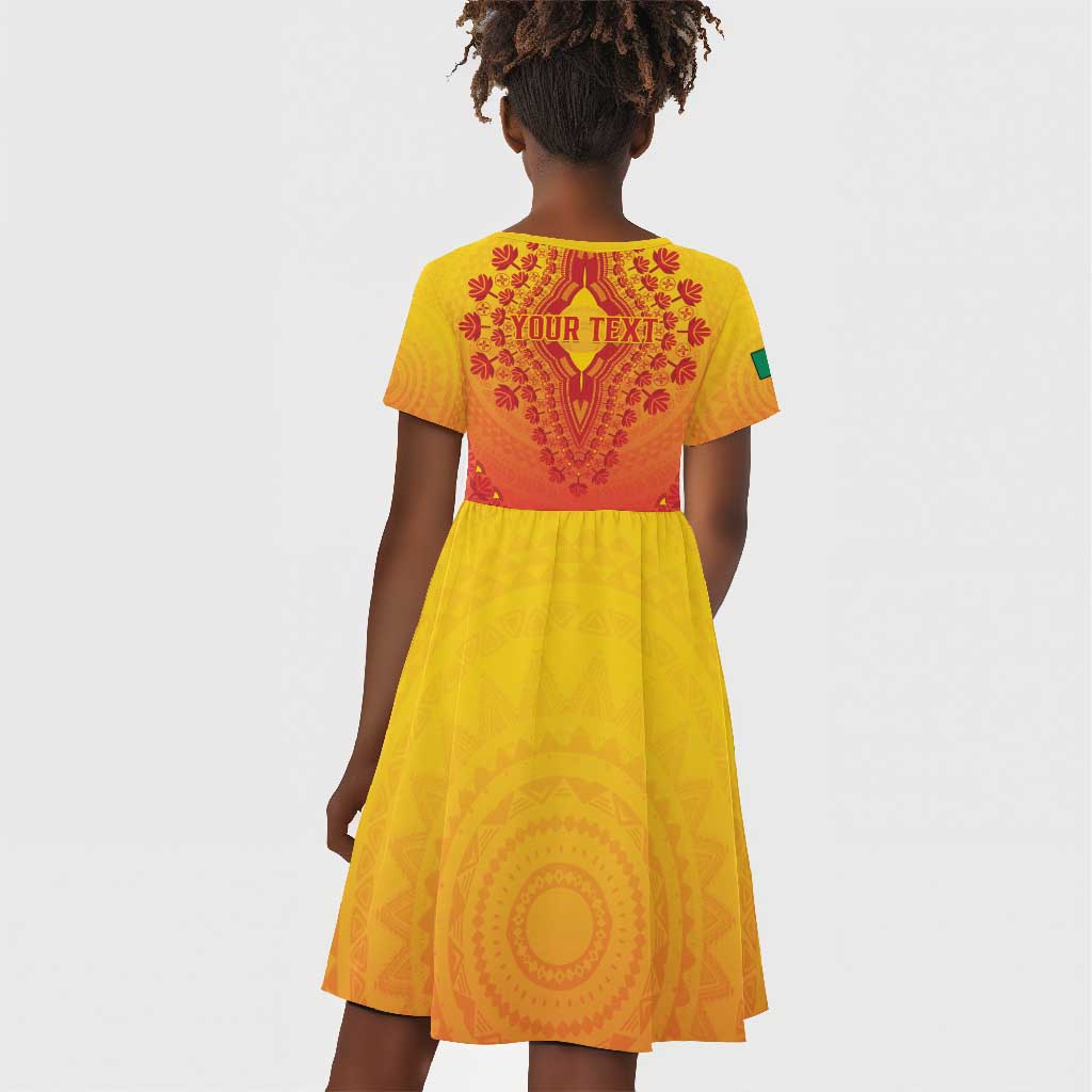 Personalized Afro Benin Kid Short Sleeve Dress African Dashiki Style - African Pride