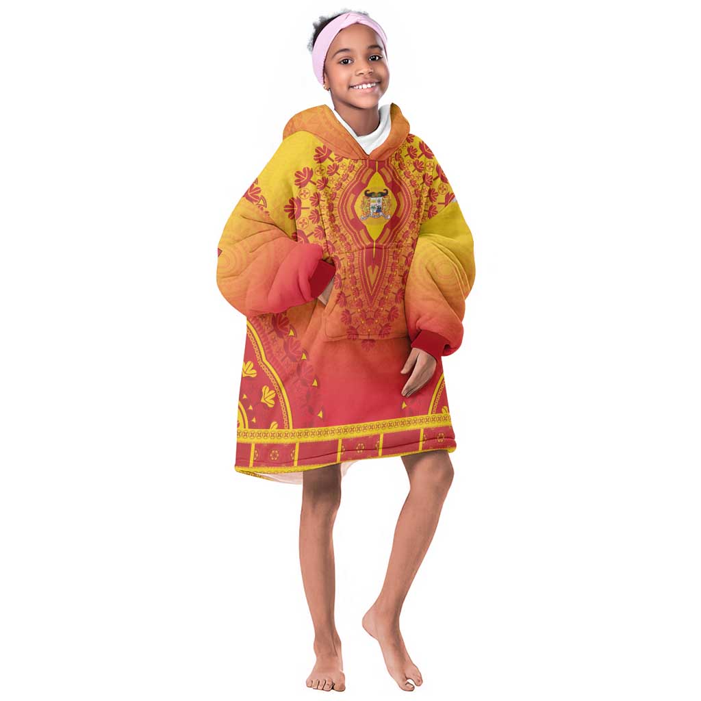 Personalized Afro Benin Kid Wearable Blanket Hoodie African Dashiki Style - African Pride