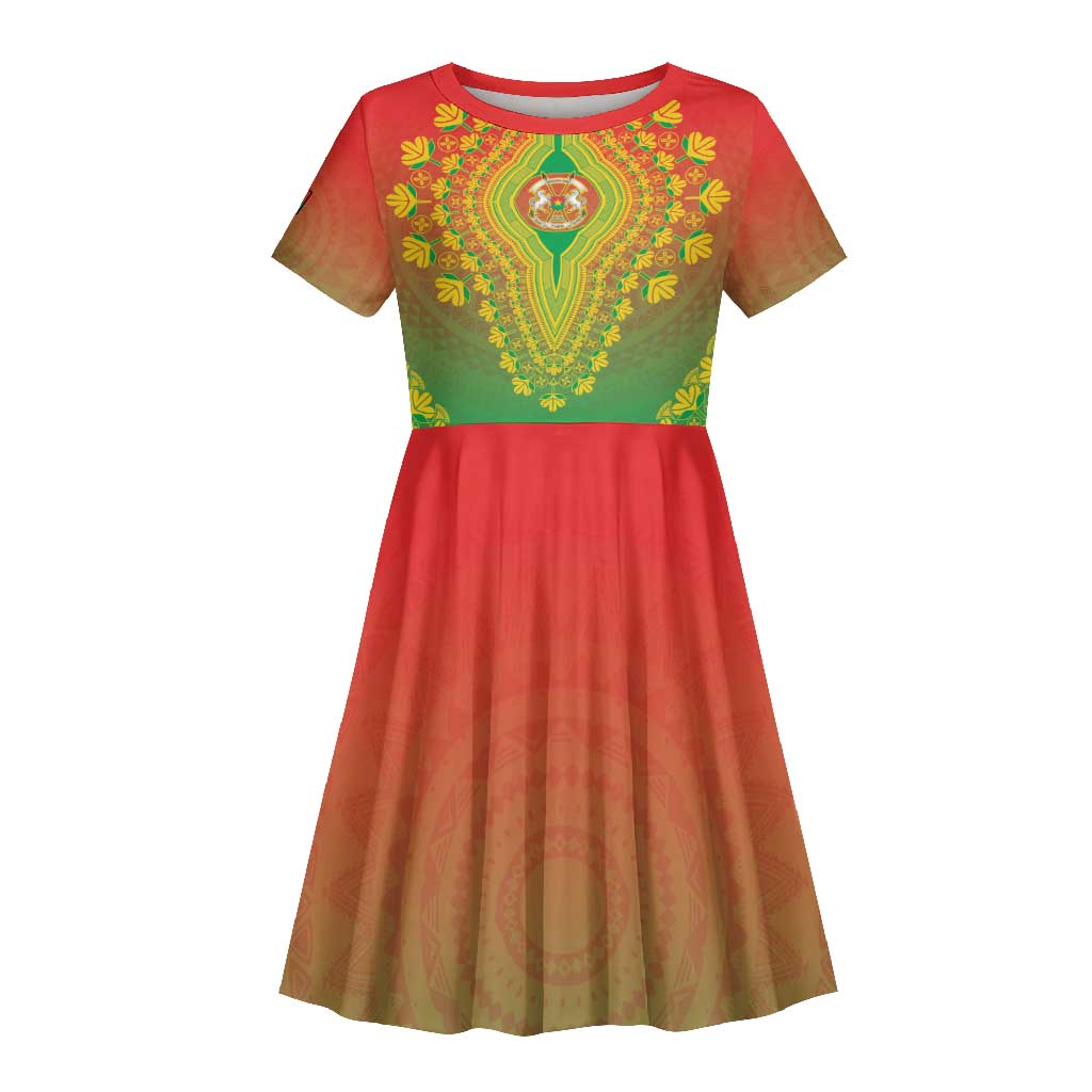 Personalized Afro Burkina Faso Kid Short Sleeve Dress African Dashiki Style - African Pride