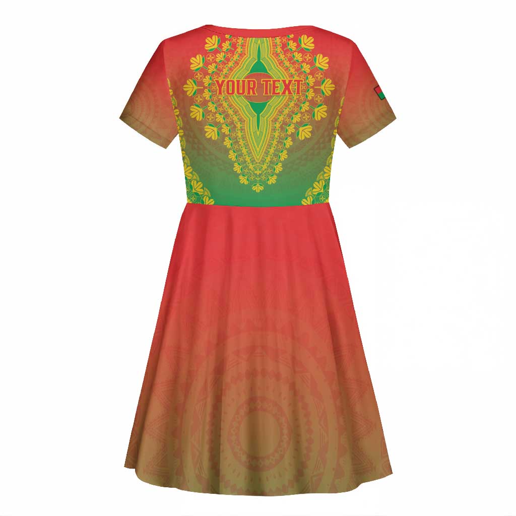 Personalized Afro Burkina Faso Kid Short Sleeve Dress African Dashiki Style - African Pride