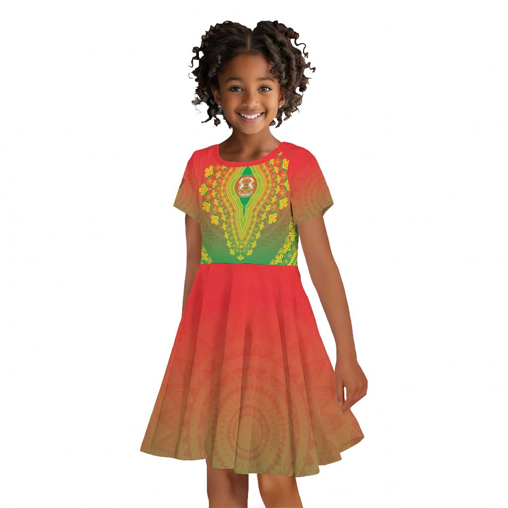 Personalized Afro Burkina Faso Kid Short Sleeve Dress African Dashiki Style - African Pride