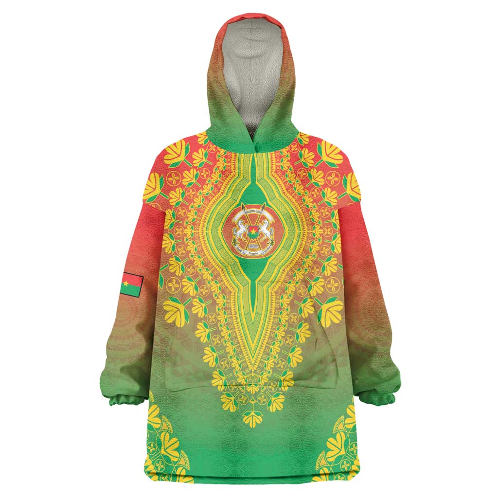Personalized Afro Burkina Faso Kid Wearable Blanket Hoodie African Dashiki Style - African Pride