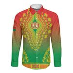 Personalized Afro Burkina Faso Long Sleeve Button Shirt African Dashiki Style - African Pride