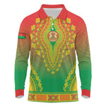 Personalized Afro Burkina Faso Long Sleeve Polo Shirt African Dashiki Style - African Pride