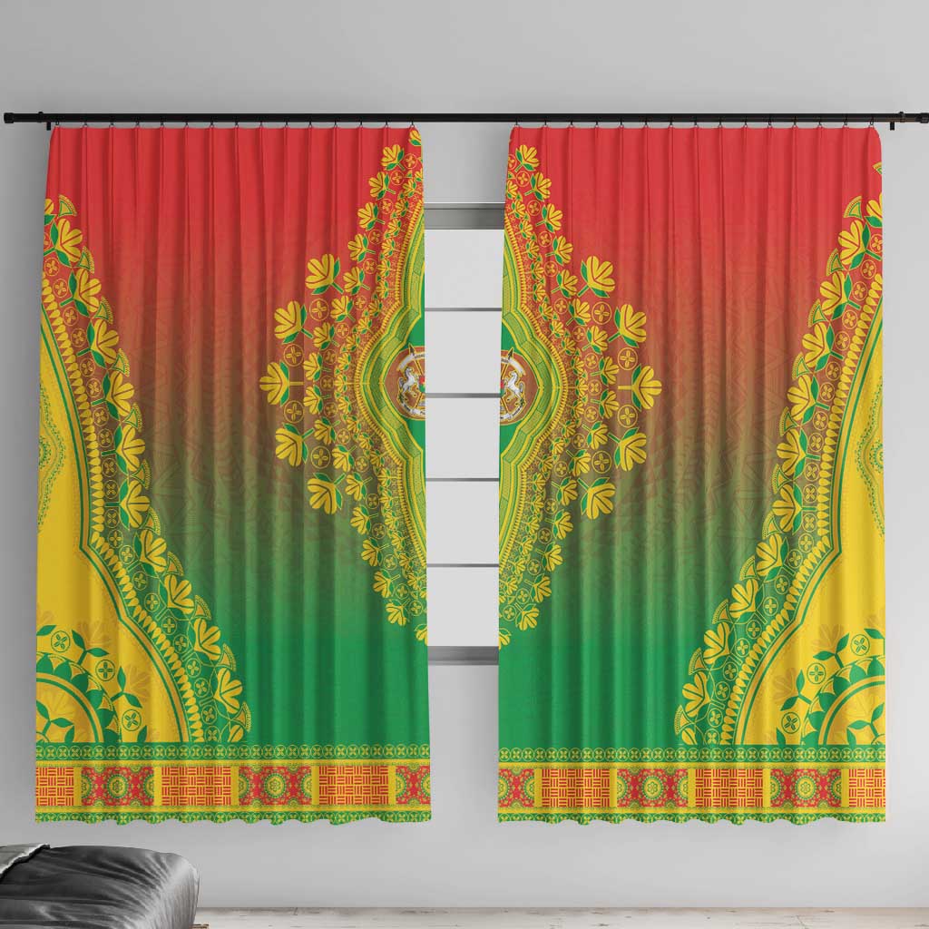 Afro-Caribbean Window Curtain African Dashiki Style with Caribbean Music with Blue Iguanas LT03 main image 0