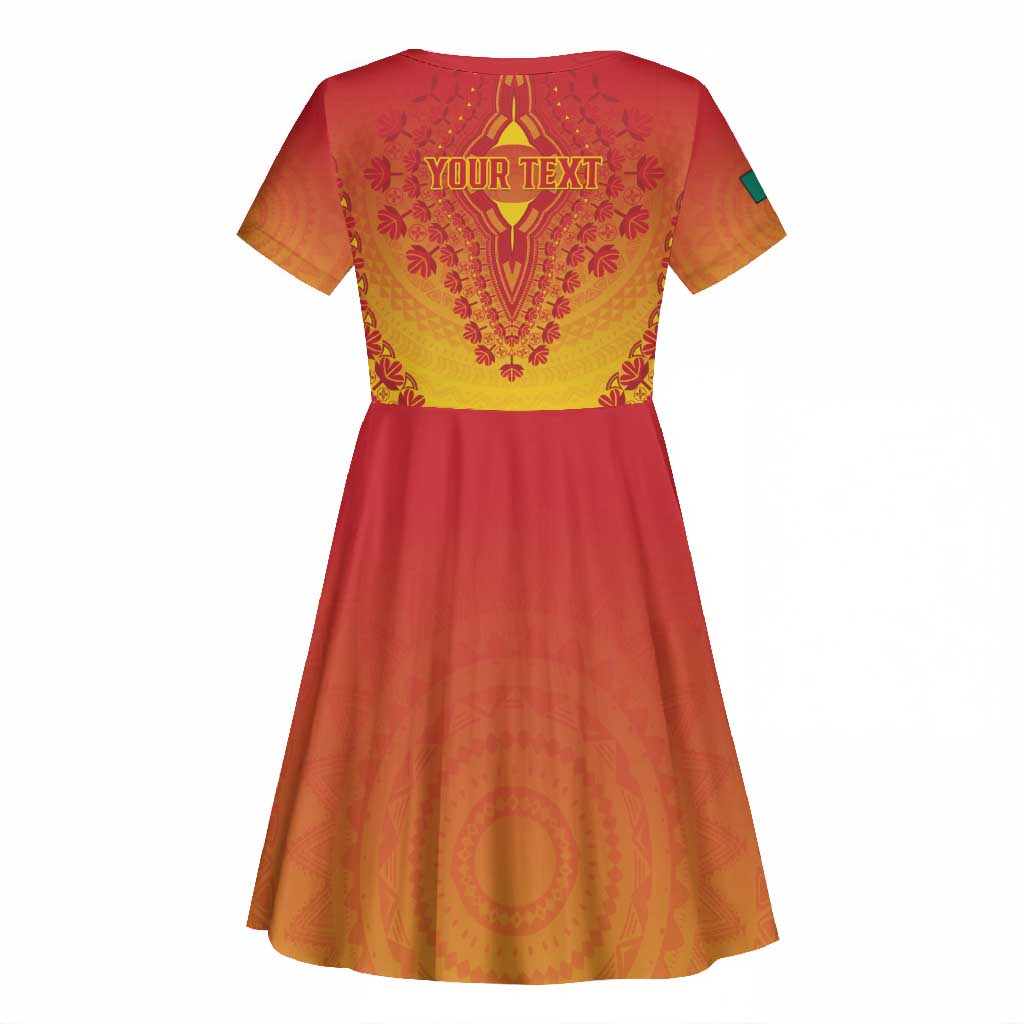 Personalized Afro Cameroon Kid Short Sleeve Dress African Dashiki Style - African Pride