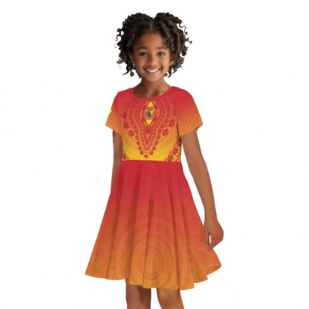 Personalized Afro Cameroon Kid Short Sleeve Dress African Dashiki Style - African Pride