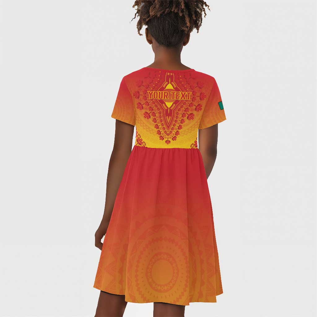 Personalized Afro Cameroon Kid Short Sleeve Dress African Dashiki Style - African Pride