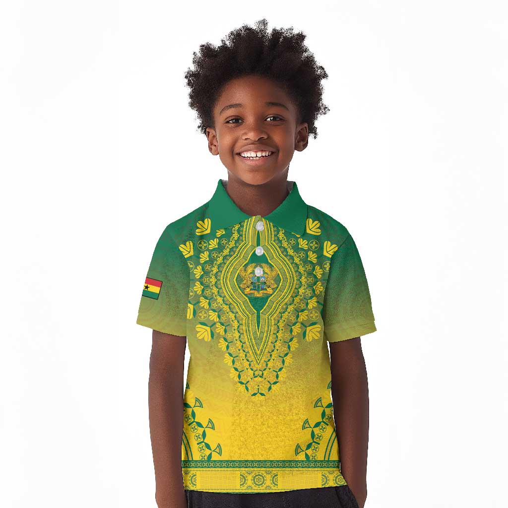 Personalized Afro Ghana Kid Polo Shirt African Dashiki Style - African Pride