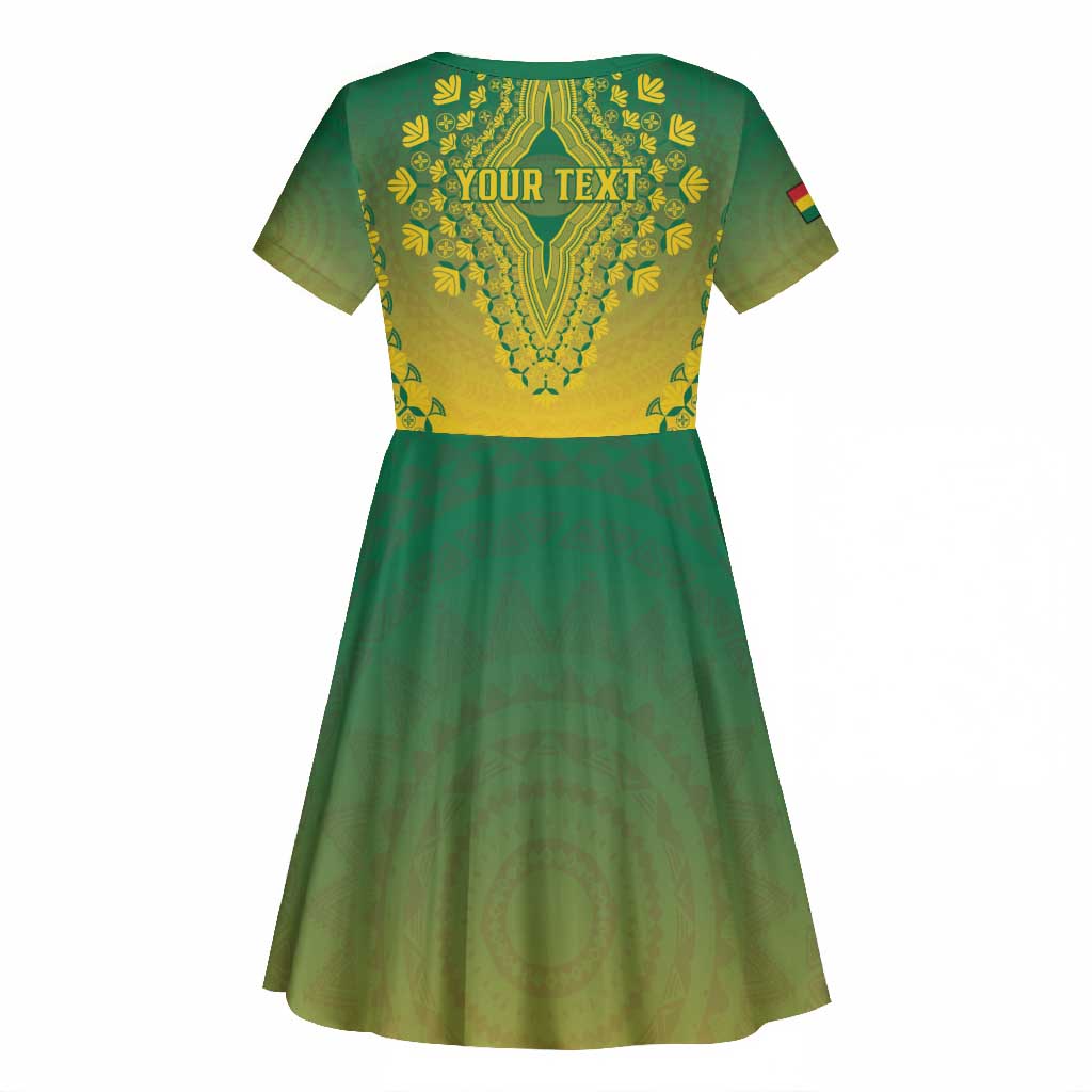 Personalized Afro Ghana Kid Short Sleeve Dress African Dashiki Style - African Pride