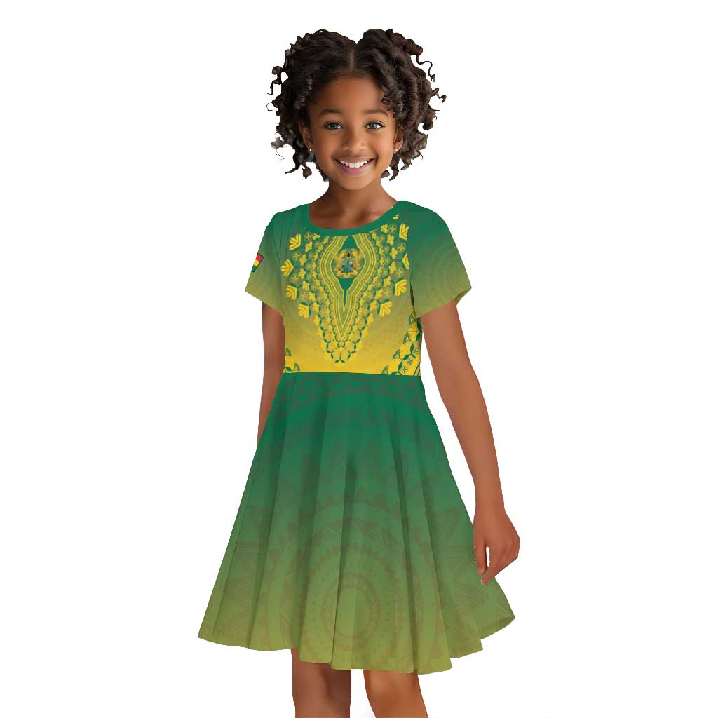 Personalized Afro Ghana Kid Short Sleeve Dress African Dashiki Style - African Pride