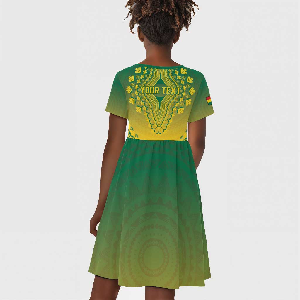 Personalized Afro Ghana Kid Short Sleeve Dress African Dashiki Style - African Pride