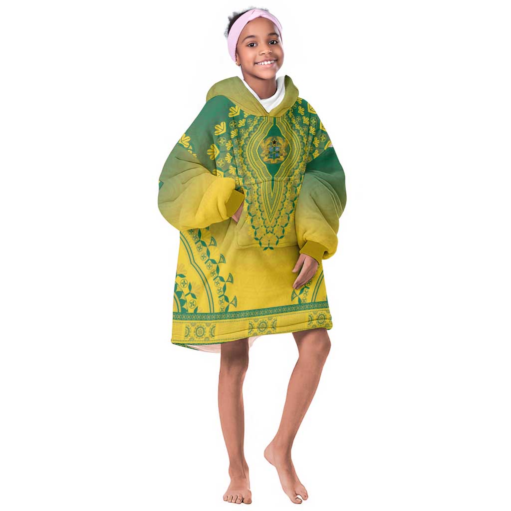 Personalized Afro Ghana Kid Wearable Blanket Hoodie African Dashiki Style - African Pride
