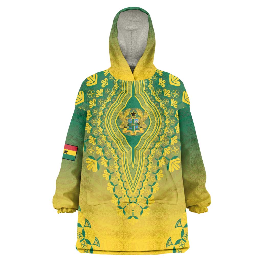 Personalized Afro Ghana Kid Wearable Blanket Hoodie African Dashiki Style - African Pride