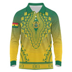 Personalized Afro Ghana Long Sleeve Polo Shirt African Dashiki Style - African Pride