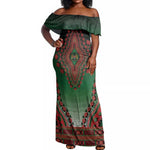 Personalized Afro Kenya Off Shoulder Maxi Dress African Dashiki Style - African Pride