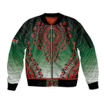 Personalized Afro Kenya Sleeve Zip Bomber Jacket African Dashiki Style - African Pride