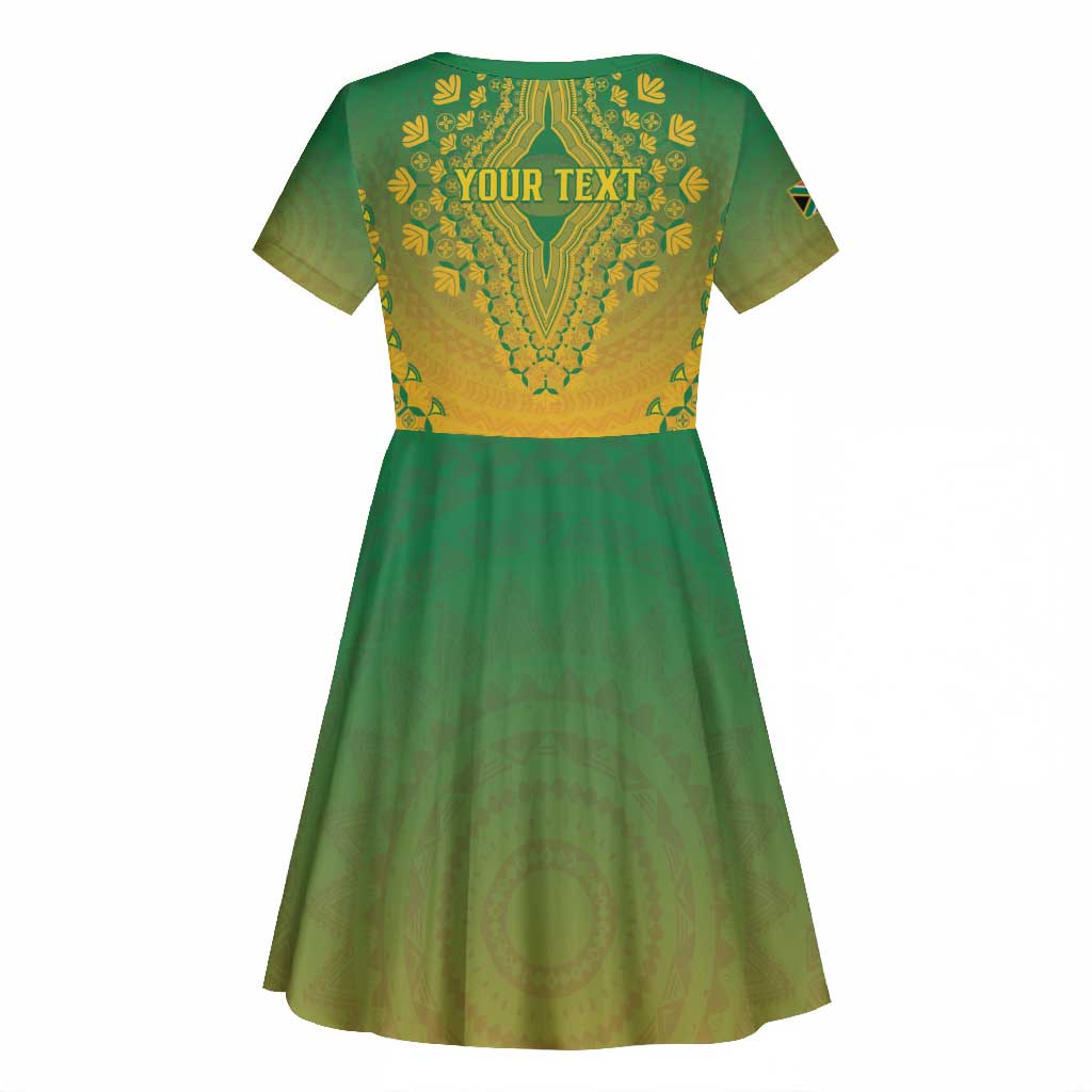 Personalized Afro South Africa Kid Short Sleeve Dress African Dashiki Style - African Pride
