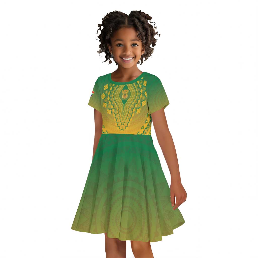 Personalized Afro South Africa Kid Short Sleeve Dress African Dashiki Style - African Pride