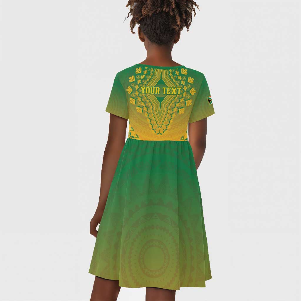 Personalized Afro South Africa Kid Short Sleeve Dress African Dashiki Style - African Pride