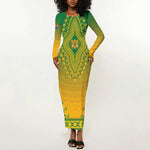 Personalized Afro South Africa Long Sleeve Bodycon Dress African Dashiki Style - African Pride