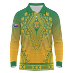 Personalized Afro South Africa Long Sleeve Polo Shirt African Dashiki Style - African Pride