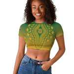Personalized Afro South Africa Raglan Cropped T shirt African Dashiki Style - African Pride