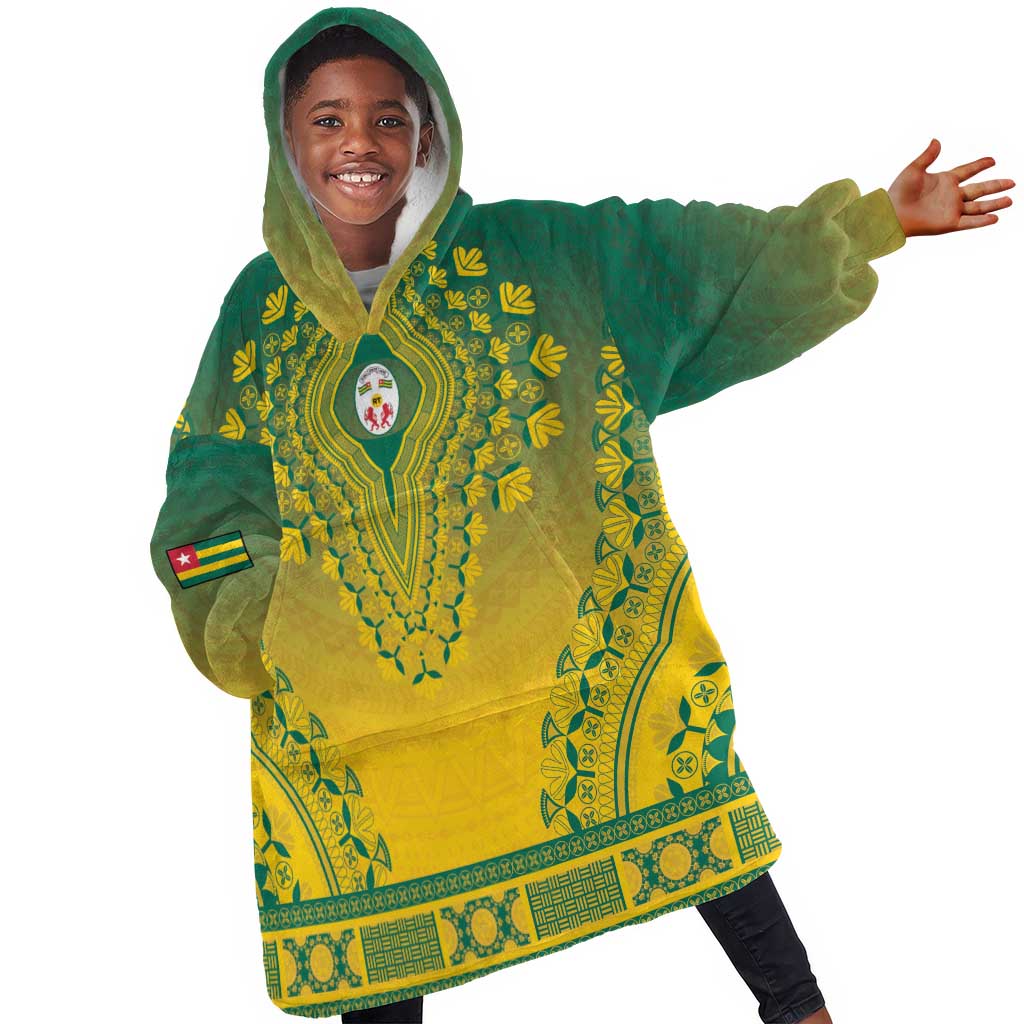 Personalized Afro Togo Kid Wearable Blanket Hoodie African Dashiki Style - African Pride