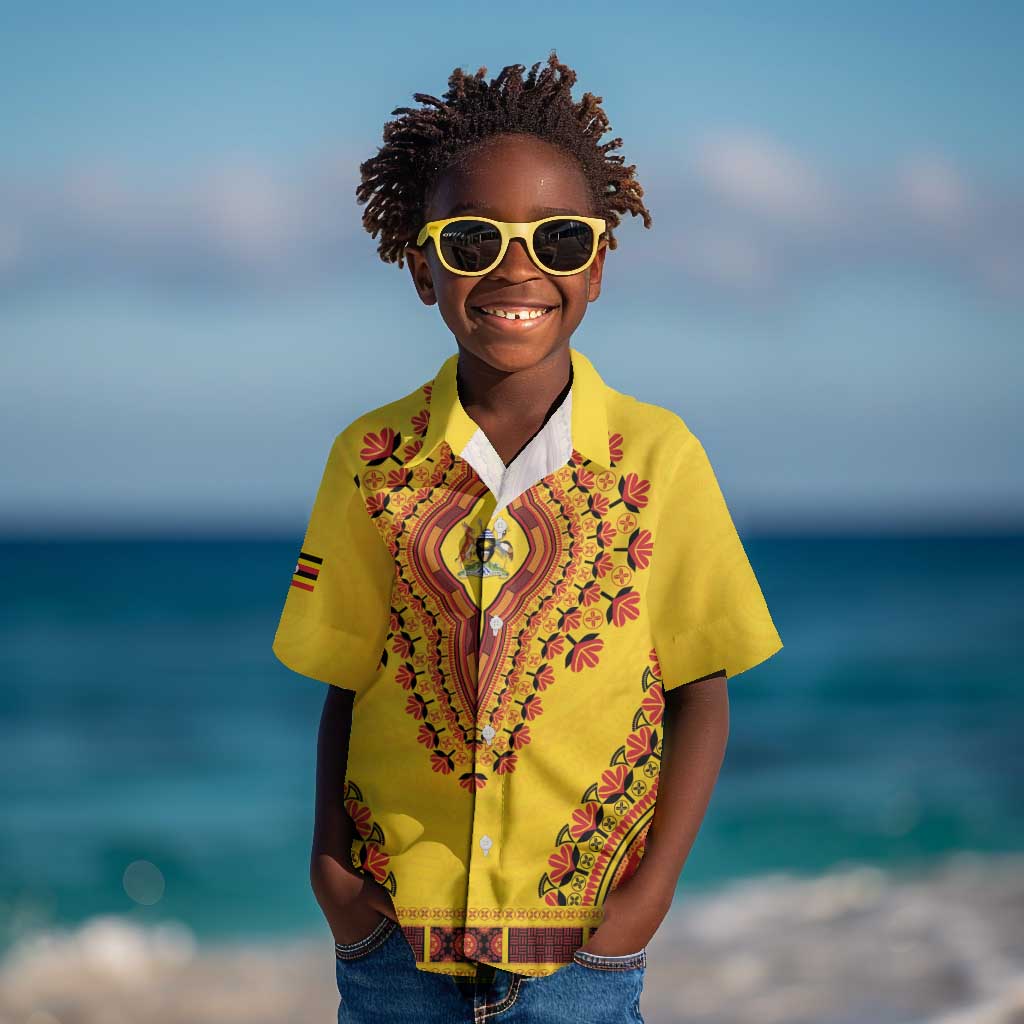 Personalized Afro Uganda Kid Hawaiian Shirt African Dashiki Style - African Pride