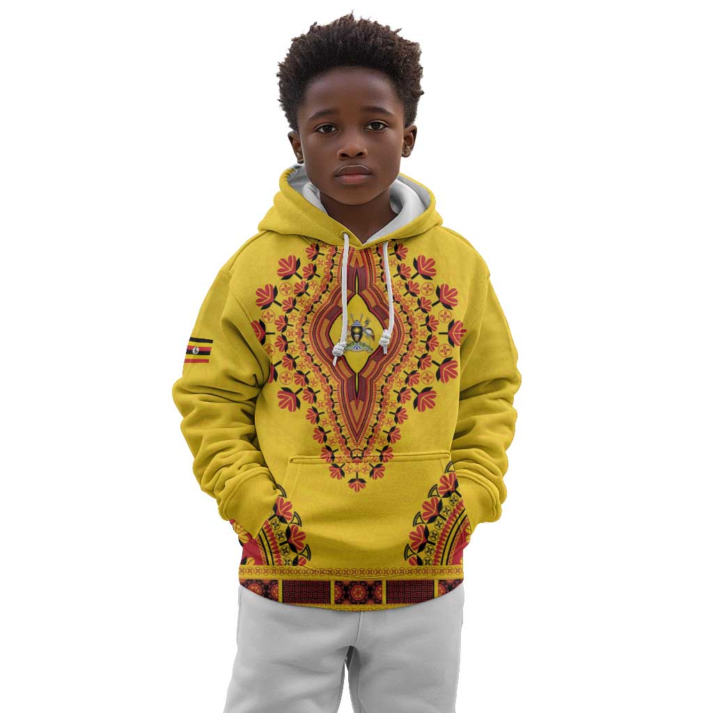Personalized Afro Uganda Kid Hoodie African Dashiki Style - African Pride